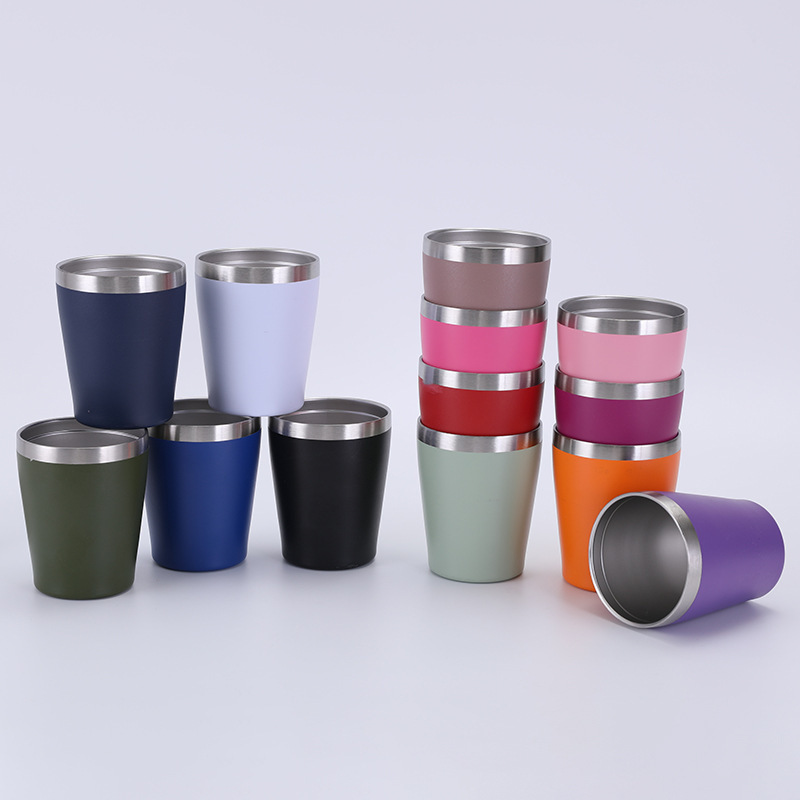 Cross-border 8oz mini milk cup, 304 stainless steel double-layer vacuum insulated cup, household cold preservation beer mug wholesale Specification drawing
