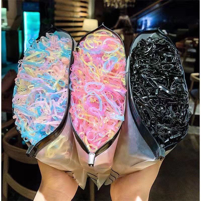 Children's hair ties, disposable rubber bands, small black hair bands that won't break a little girl's hair, and colorful hair accessories Application Scenario