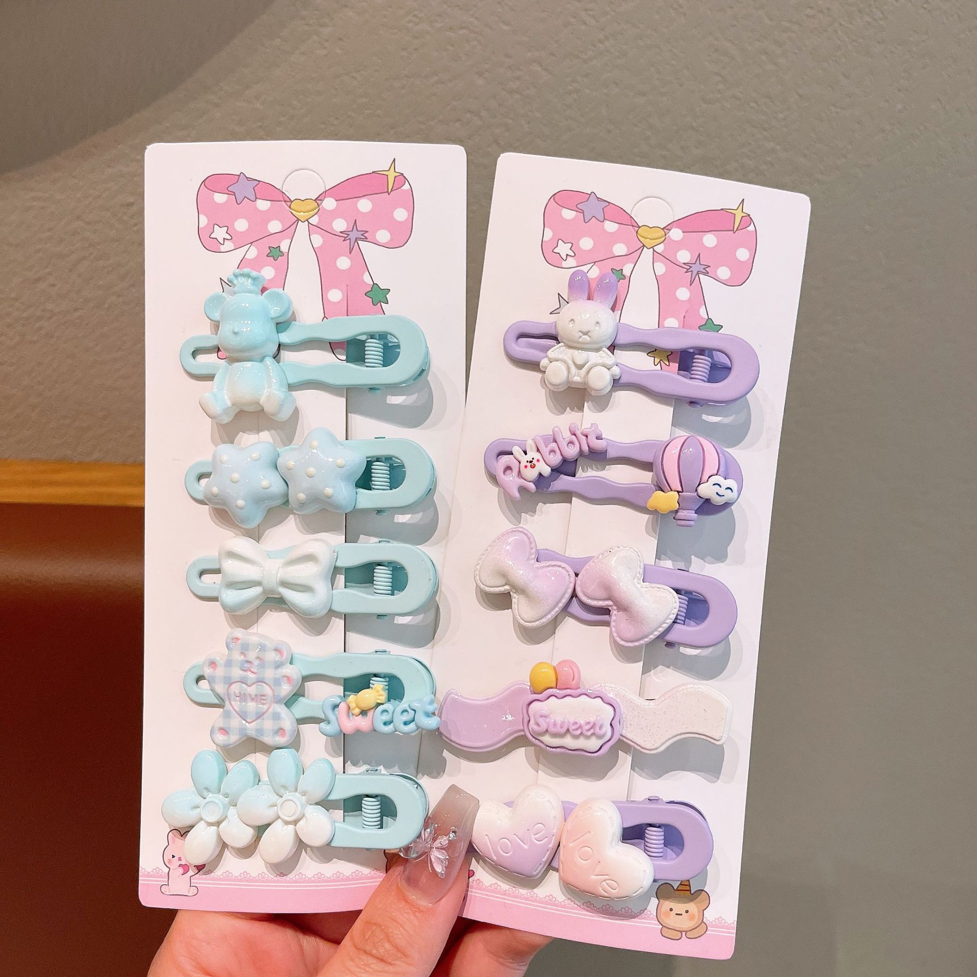 New cartoon hairpin, cute children's hair clip set, metal broken hair side clip, non-damaging girls' duckbill clip Specification drawing