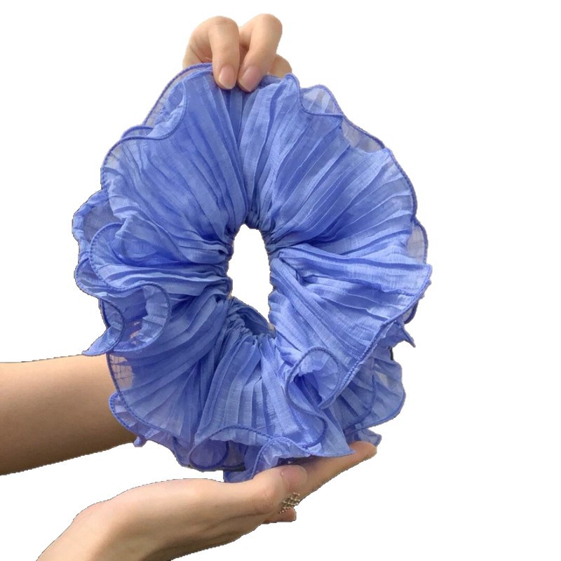 French water ripple ~ Extra-large four-layer large intestine hair band with black ear trim, elegant and high-end women's hair accessory, hair tie Item Picture