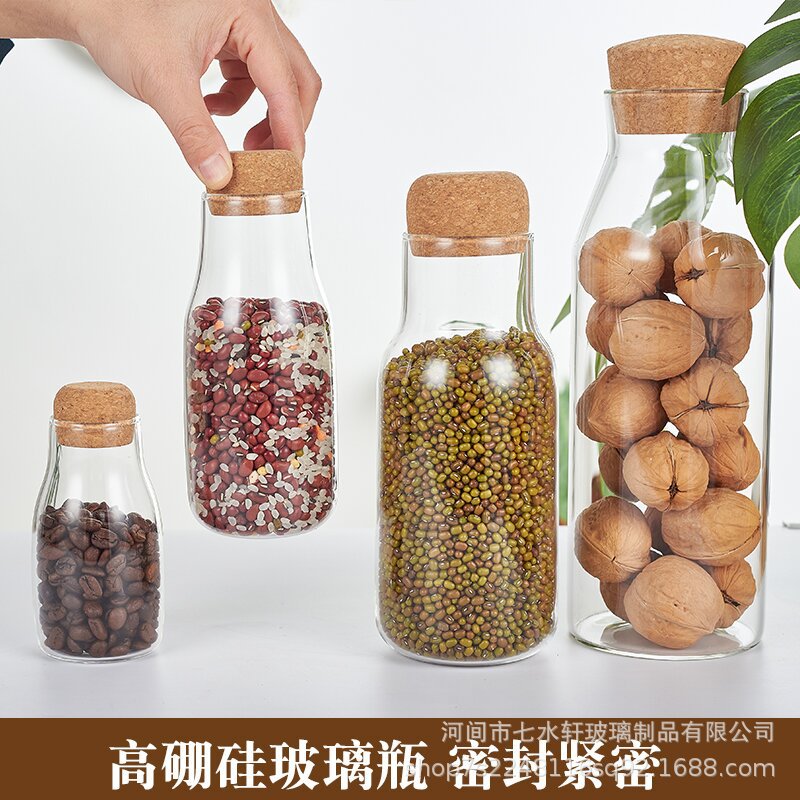 Household storage cans, sealed jars, high borosilicate heat-resistant glass jars for grains and cereals with LIDS for storage details Picture