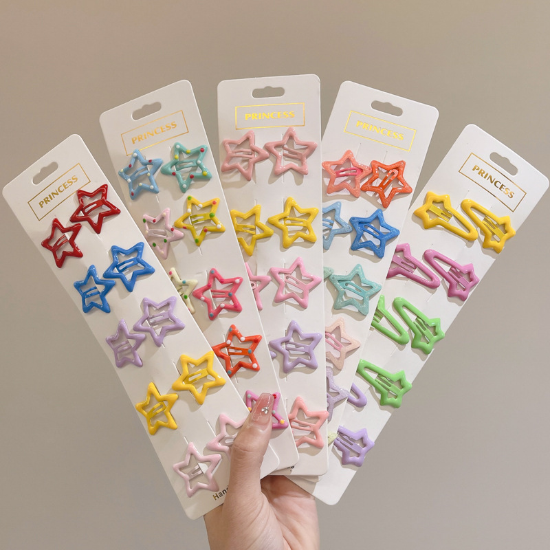 Dopamine hair clips, colorful five-pointed star hair clips, 2023 new Sweet Girl y2k hair accessory, bangs, bb clip headwear details Picture