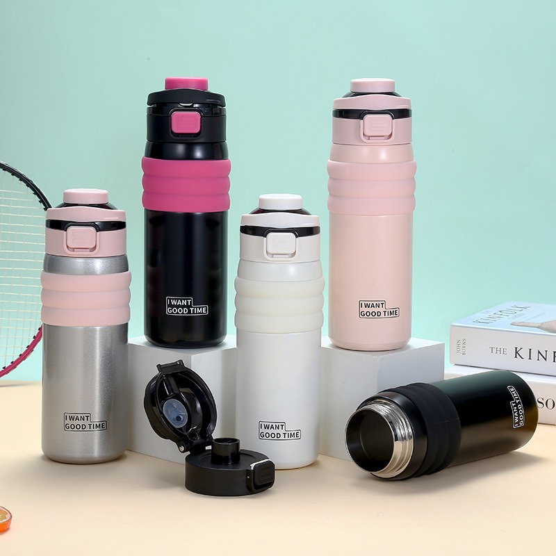 New high-appearation-level double-drinking insulated cup, 316 stainless steel bouncy cup, outdoor large-capacity portable hand-held travel cup Specification drawing