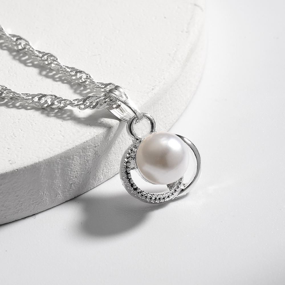 Cross-border best-selling pearl earrings, necklaces, wedding banquet dress accessories, exquisite three-piece set, bride jewelry Specification drawing