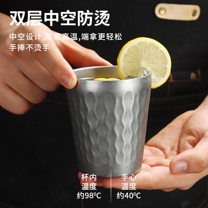 Retro 304 stainless steel fire diamond-patterned water cups and tea cups, industrial style nostalgic beer mugs and beverage cups, outdoor camping Application Scenario