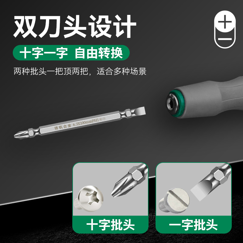 Manufacturer's stock of cross-head and flat-head dual-purpose screwdrivers, household screwdrivers, anti-slip screwdrivers, rotatable and insulated details Picture