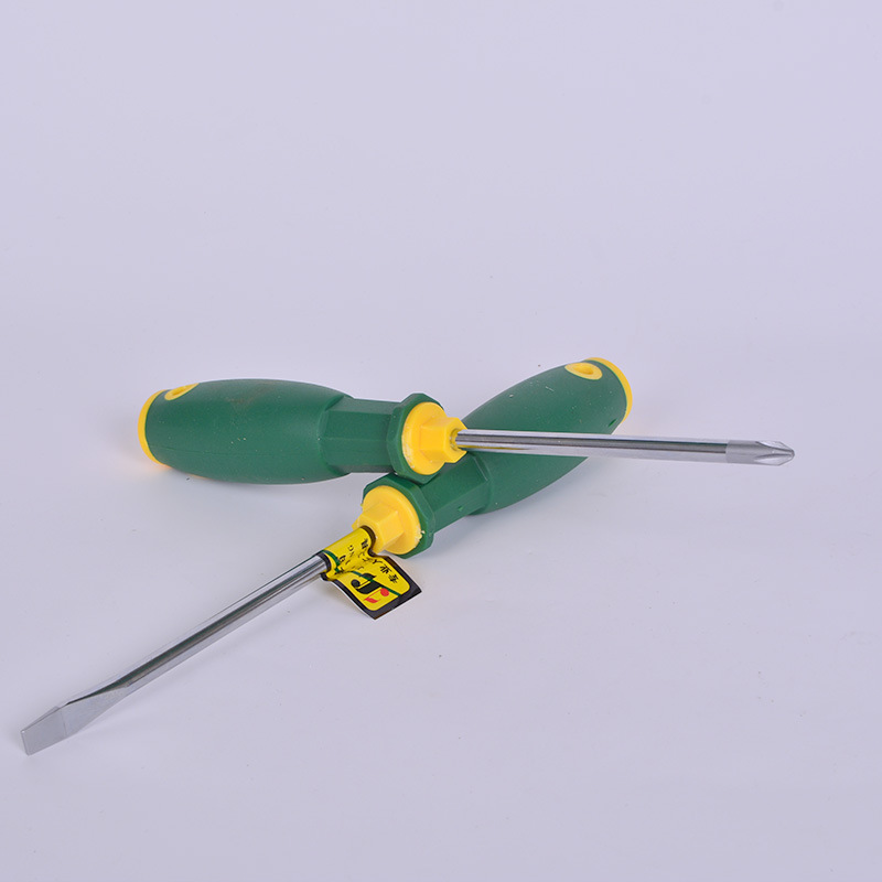 Wholesale of plum blossom screwdrivers, chrome-vanadium steel cross-head flat-head screwdrivers, green leather soft rubber handle screwdrivers from the manufacturer Specification drawing
