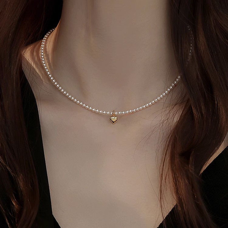 French Hepburn style retro pearl necklace, the same as Ni Ni's, women's light luxury and high-end collarbone chain, a niche and elegant necklace Specification drawing
