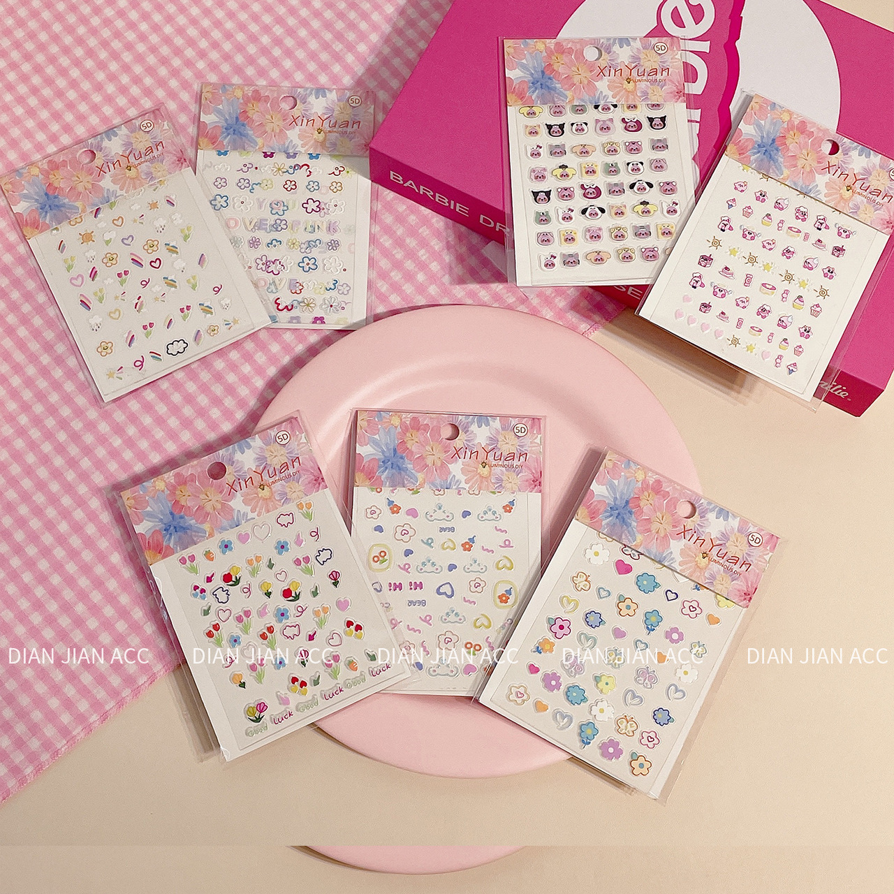 Embossed 5D three-dimensional new color children's nail stickers, girls' nail art stickers, cute expressions, childlike fun graffiti decals details Picture