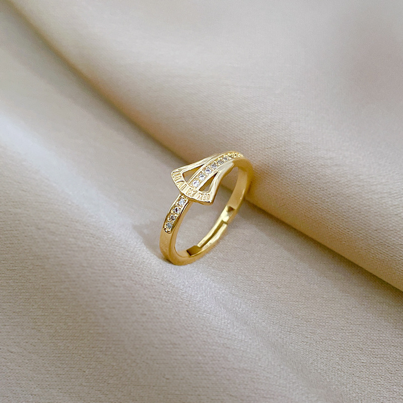 【 Real Gold 】 Ginkgo zircon Full Diamond ring with adjustable opening, simple Japanese-style bracelet, couple rings Application Scenario