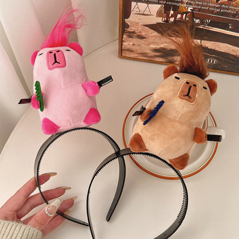 Capibara hairbands, funny headbands, creative plush dolls, hairpin dolls, and cute little Red Book style details Picture