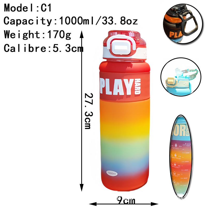 Wholesale of new high-appearancelevel straw plastic water cups, portable handles, student three-color gradient outdoor sports water bottles Application Scenario