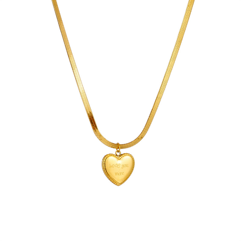 The love heart-shaped pendant titanium steel collarbone chain is a simple, versatile and high-end snake chain necklace with a unique European and American fashion design Item Picture