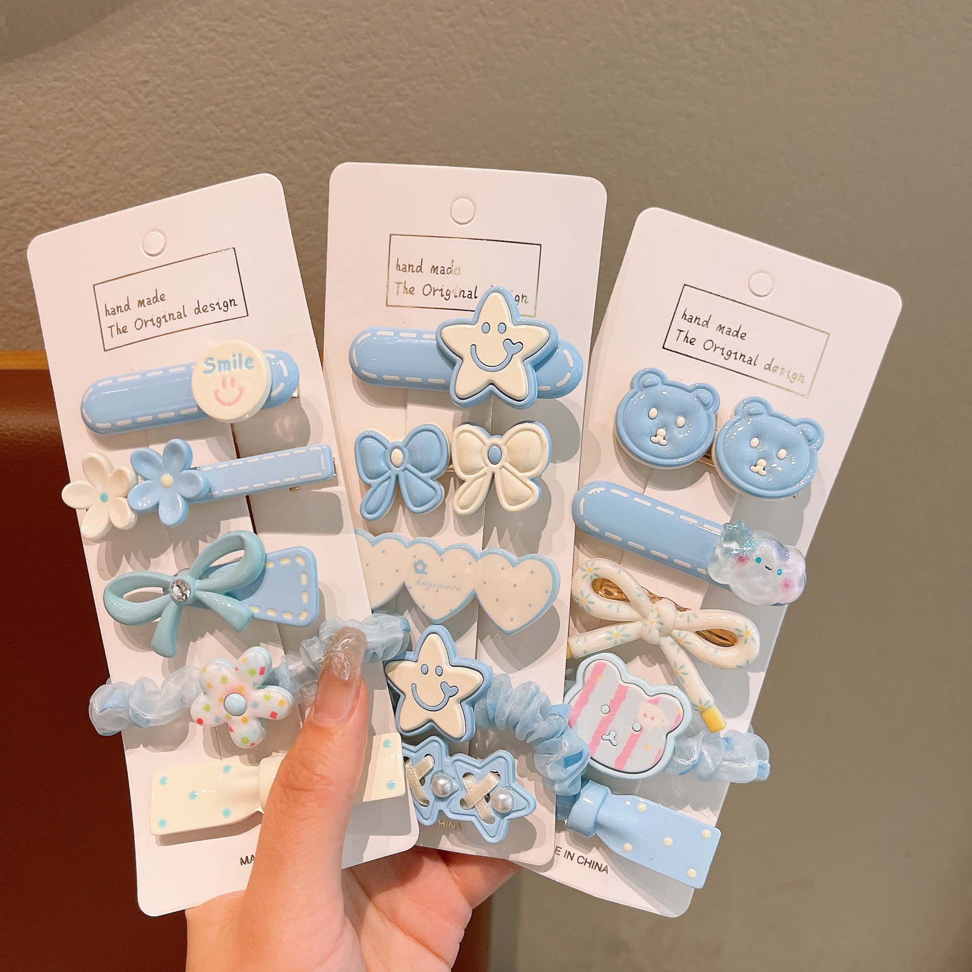 The ice cream-colored cute children's hairpin and hair band set fabric sausage ring has a sweet and girlish heart. The side clip is fresh hair accessory Specification drawing