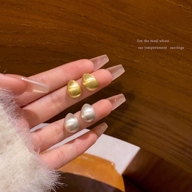 Matte brushed and frosted round ear studs, a unique and niche design for women's light luxury, exuding a sense of sophistication. 925 silver needle best-selling earrings full figure