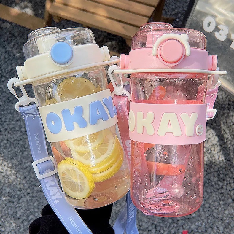 Simple yet highly attractive plastic cup, fashionable double-drinking straw cup, portable large-capacity student Instagram casual cup full figure