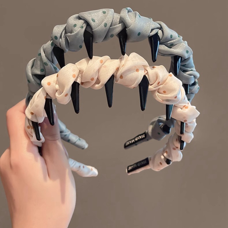 High-end polka dot hair band, a new style of hair band for women, 2025, high top of the head, face-washing headband, pressure hair clip, hair tie and headwear details Picture
