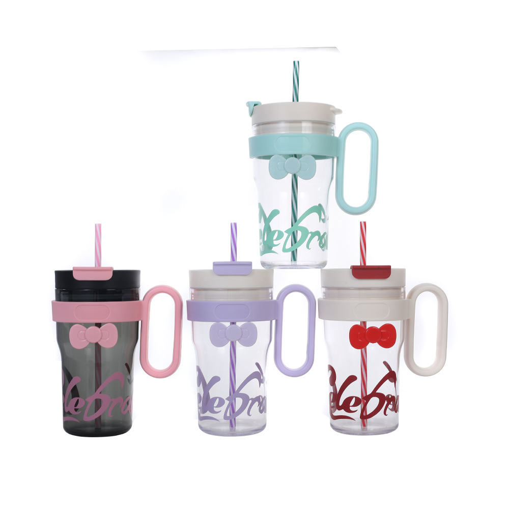 2025 New cross-border Amazon factory direct supply large-capacity plastic straw cup for direct drinking, creative water cup with high appearance level Item Picture