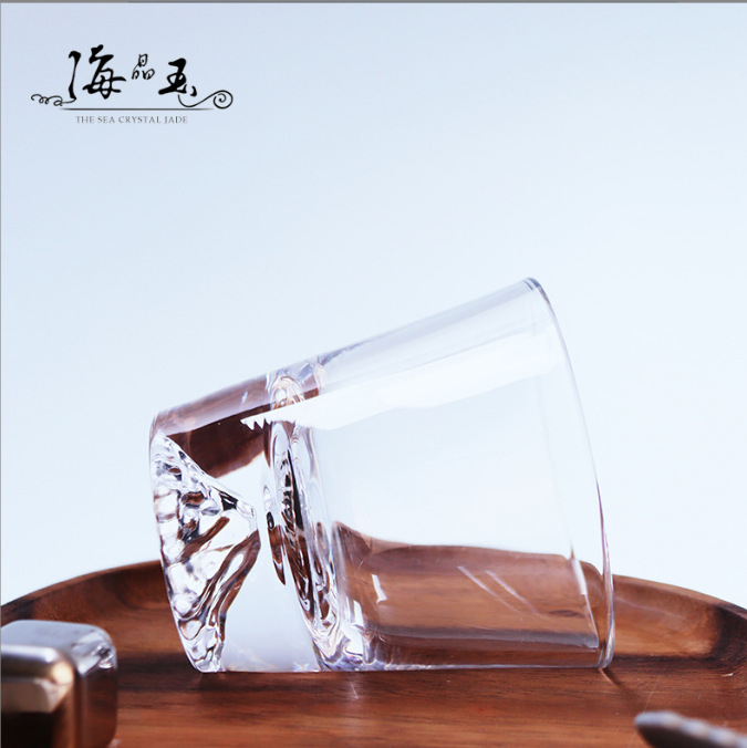 Japanese Mount Fuji glass cup, frosted ins Snow Mountain cup, household transparent breakfast milk cup, whisky cup details Picture