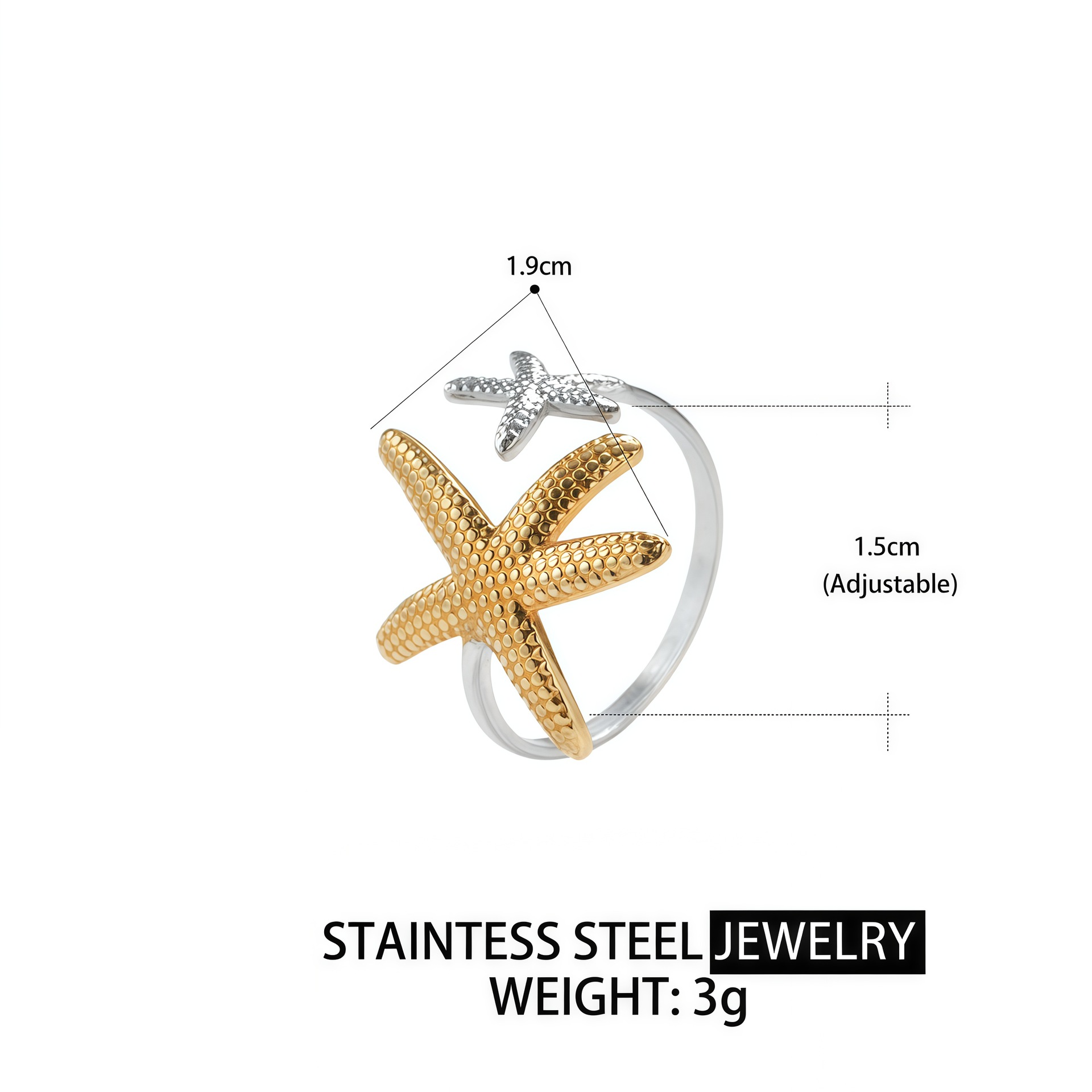European and American fashionable stainless steel simple hollowed-out geometric ring for women, hip-hop personality, adjustable opening titanium steel ring Item Picture