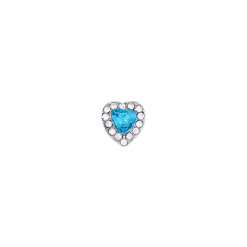 Wholesale of sea blue heart-shaped zircon ear stud earrings with a cold and elegant feminine style, exquisite micro-inset moon ear stud earrings, and a versatile and personalized accessory Item Picture