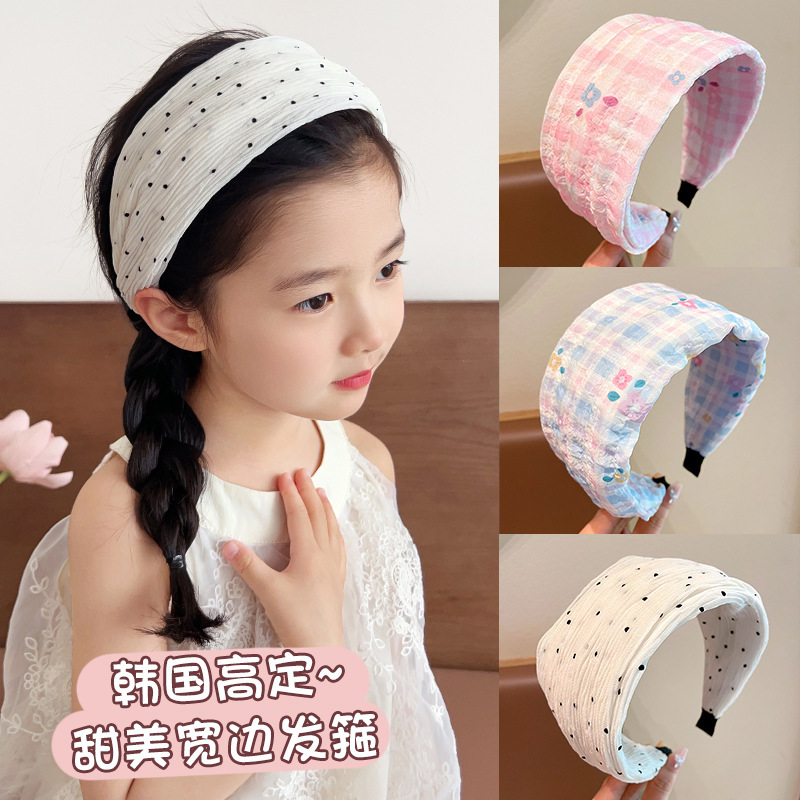 Children's wide-brimmed bangs hair clipping wonder, girls' hair tie band, little girls' floral Velcro, non-binding hair band headwear Specification drawing