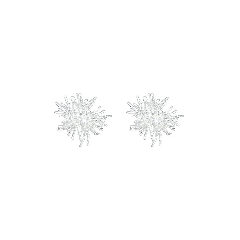 Silver high-end dandelion stud earrings for women, cold and unique retro style earrings, light luxury and niche style earrings wholesale Item Picture