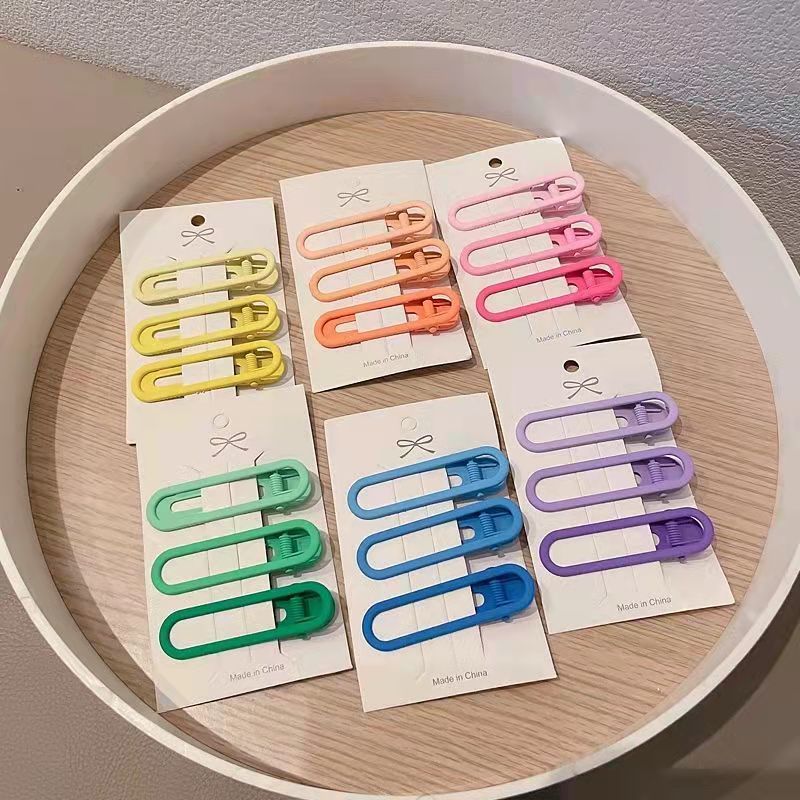Candy-colored hair clips, Korean Instagram side clips, duckbill clips, bangs, one-line clips, colorful small clips, hair clips and headwear details Picture