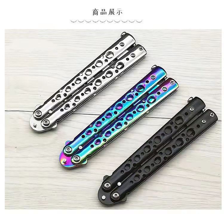 Butterfly knives are a beginner-level practice for CSGO beginners. They are maintenance-free, breakable, portable for outdoor self-defense, made of all-steel, and have no sharp edges details Picture