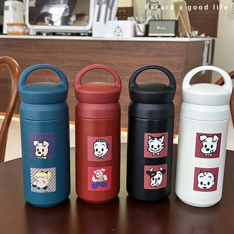 Thermos flask, water bottle, simple large-capacity water cup for students, thermos cup, portable and cute cup for girls full figure