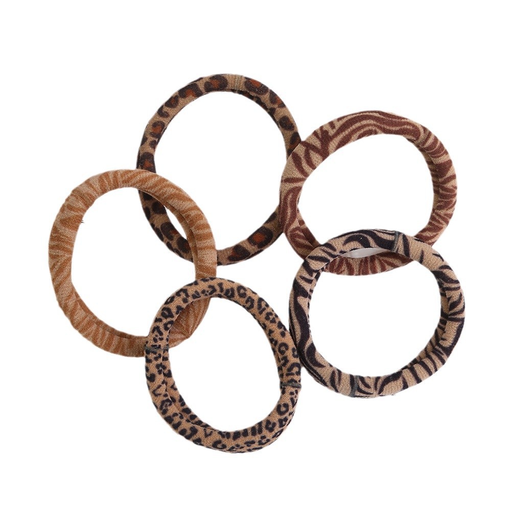 New autumn and winter high-elasticity seamless leopard print leather band ponytail hair tie, thick hair band cross-border wholesale accessories Item Picture