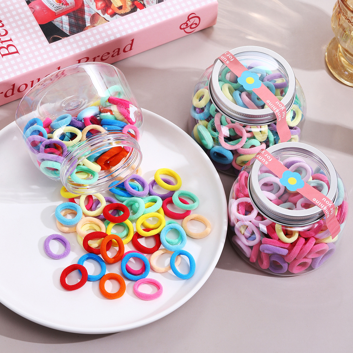Children's hair bands do not damage hair. Baby towel bands. Cute girls. Candy-colored thumb rubber bands. Hair ties. Headwear details Picture