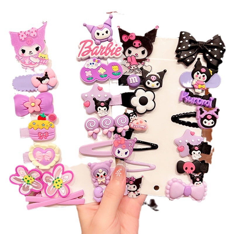 Cartoon Kuromi Children's hair clips, girls' broken bangs clips, Little girls' side hair clips that won't damage hair, baby hair accessories Item Picture