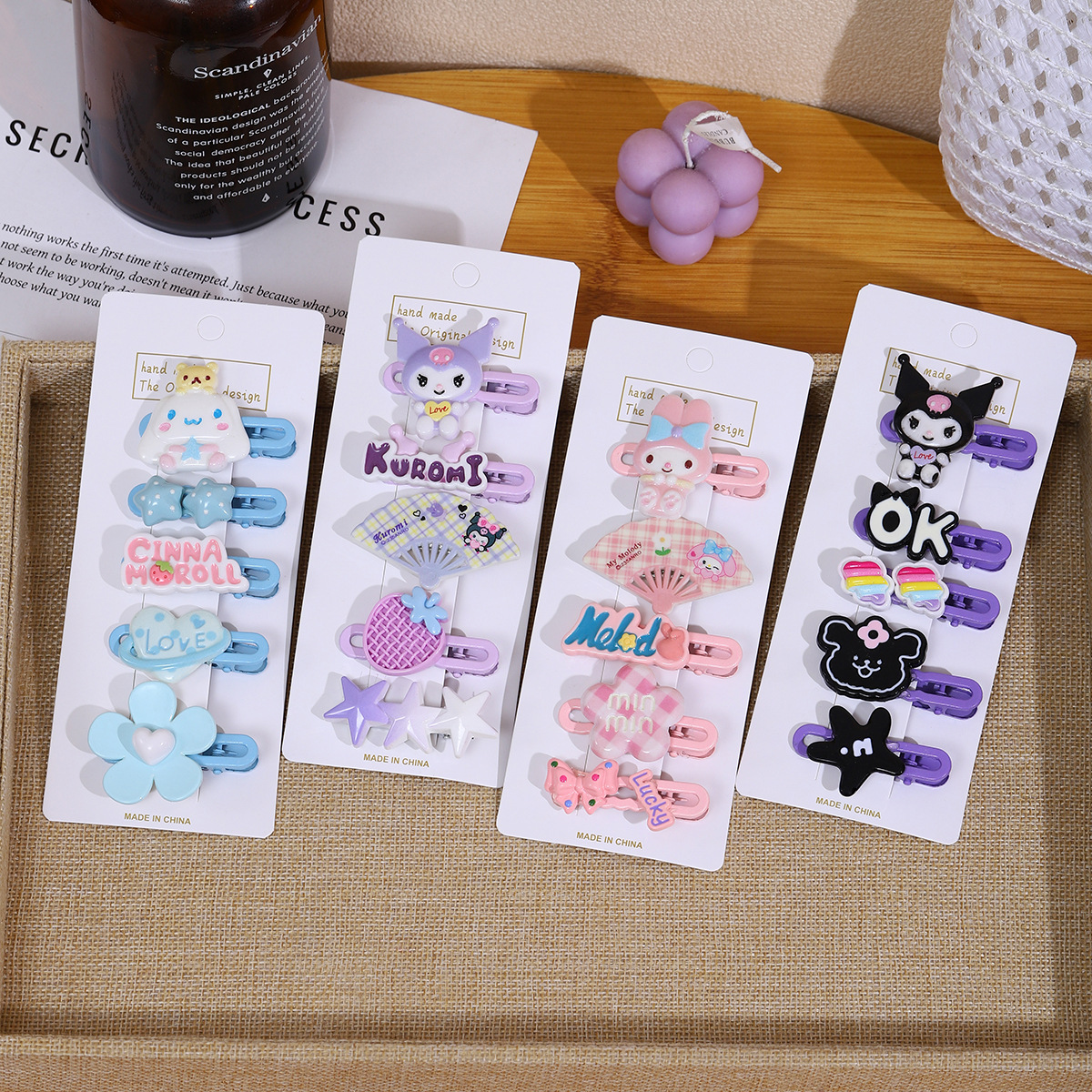 Side cartoon hair clips, metal BB clips, sweet and cute hair accessories, one-line clips, bangs clips, Coolomi headwear details Picture