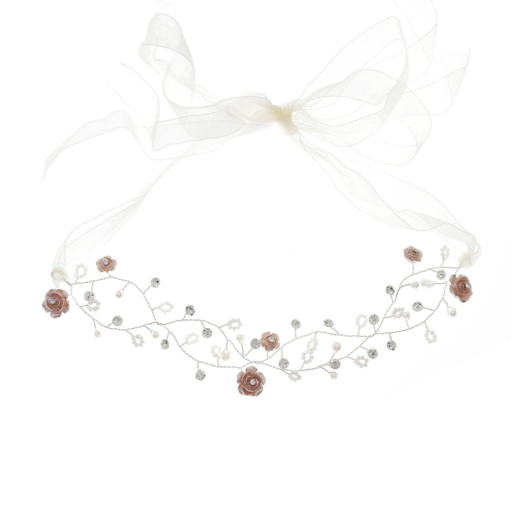 miallo's original design of girls' hair accessories, European and American wedding flower girl headwear, handcrafted flower beaded children's hair bands Item Picture