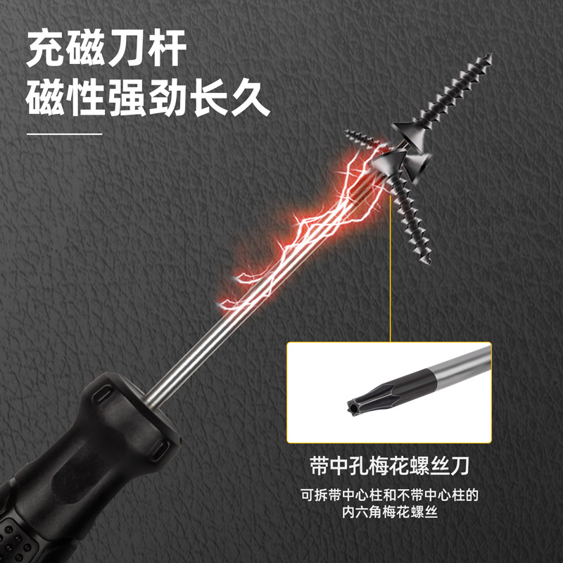 Deli Tools' patterned screwdriver, screw screwdriver, special-shaped screwdriver, magnetic center hole patterned screwdriver single piece Specification drawing