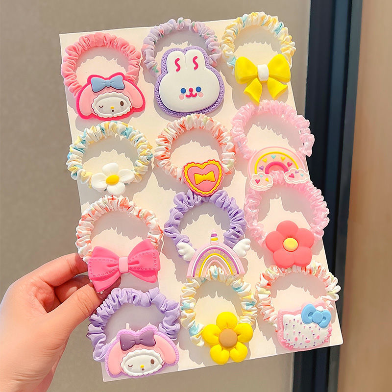 Korean version children's rubber bands, little girls' bun hair ties, girls' large intestine hair bands, babies' ponytail hair accessories, head accessories Specification drawing