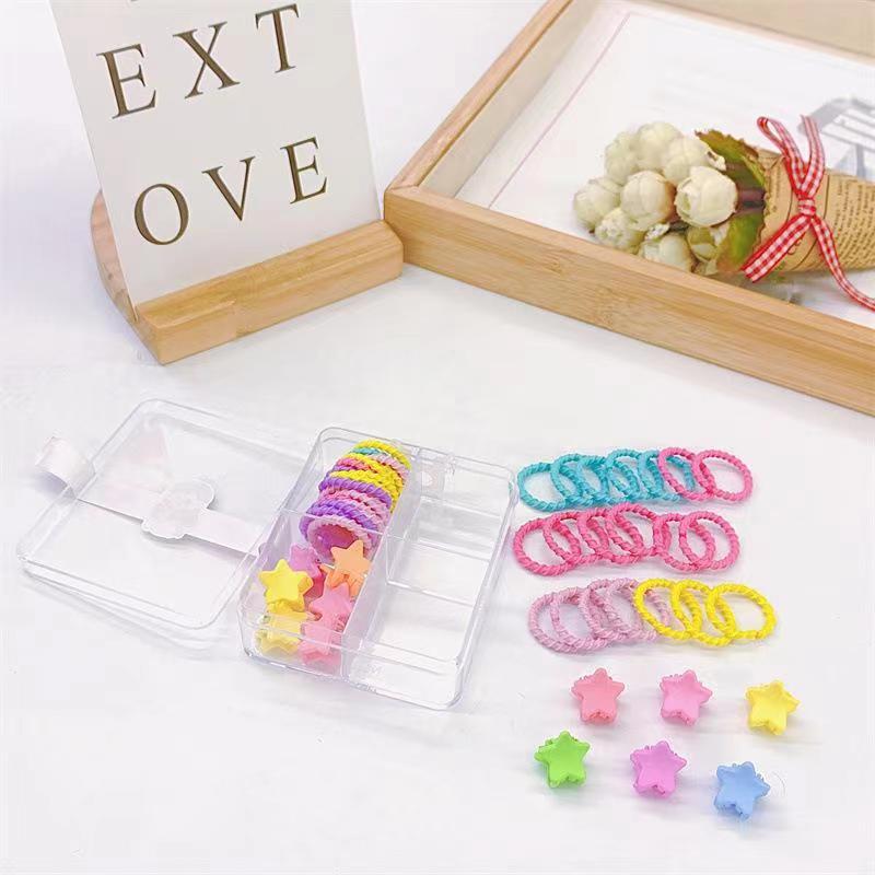 New children's rubber band grab clip combination hair tie, frosted small claw hair clip, baby hair tie, baby hair band wholesale Specification drawing