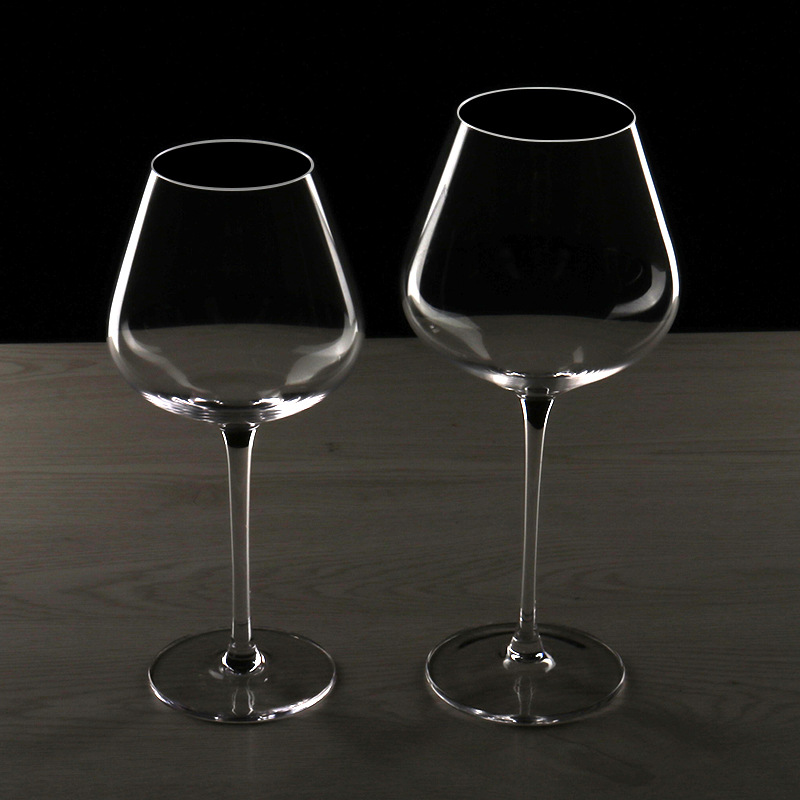 Handcrafted crystal high-stemmed red wine glasses with cold-cut one-piece formed glass wine glasses support packaging logos Specification drawing