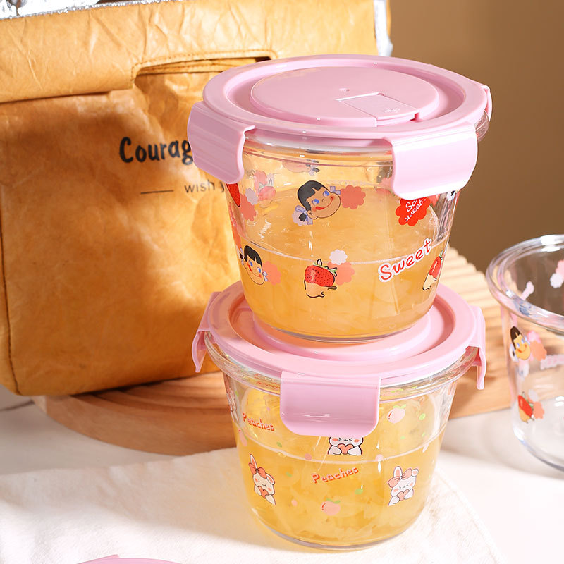 【 Foam packaging 】 Soup bowl, glass lunch box, microwave-safe, office worker with lid, sealed food storage box, portable and leak-proof details Picture