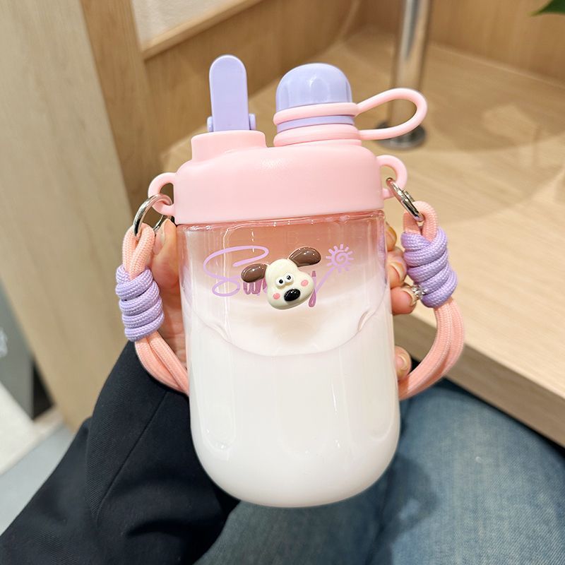 High-temperature resistant, food-grade portable straw cup, water cup for women, new model 2024, high appearance level, children's plastic details Picture