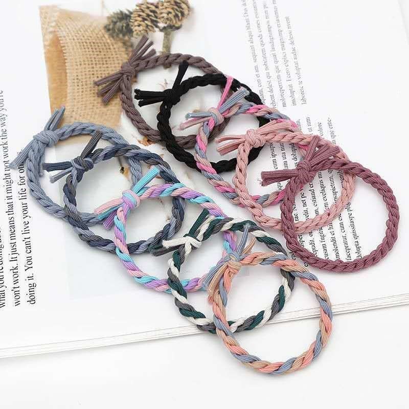 Wholesale of Korean-style color-blocked women's knotted elastic hair bands, creative braided hair ties, high-elasticity hair accessories and headbands from the manufacturer Application Scenario