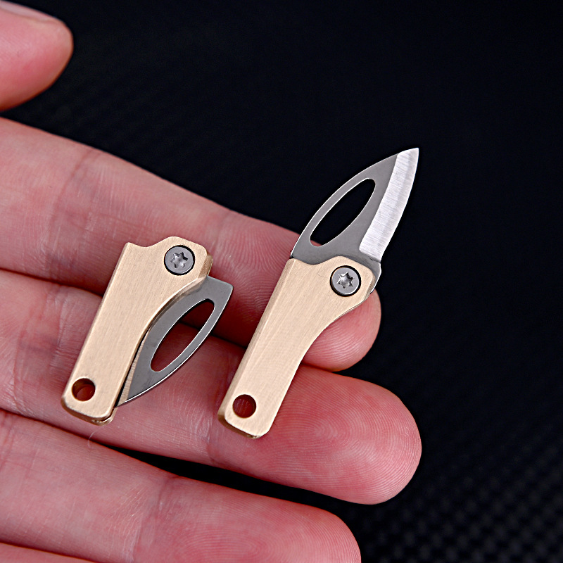 Brass mini magnetic knife, sharp pocket knife for opening packages, small folding knife for portable keychains, pendants and pocket knives details Picture