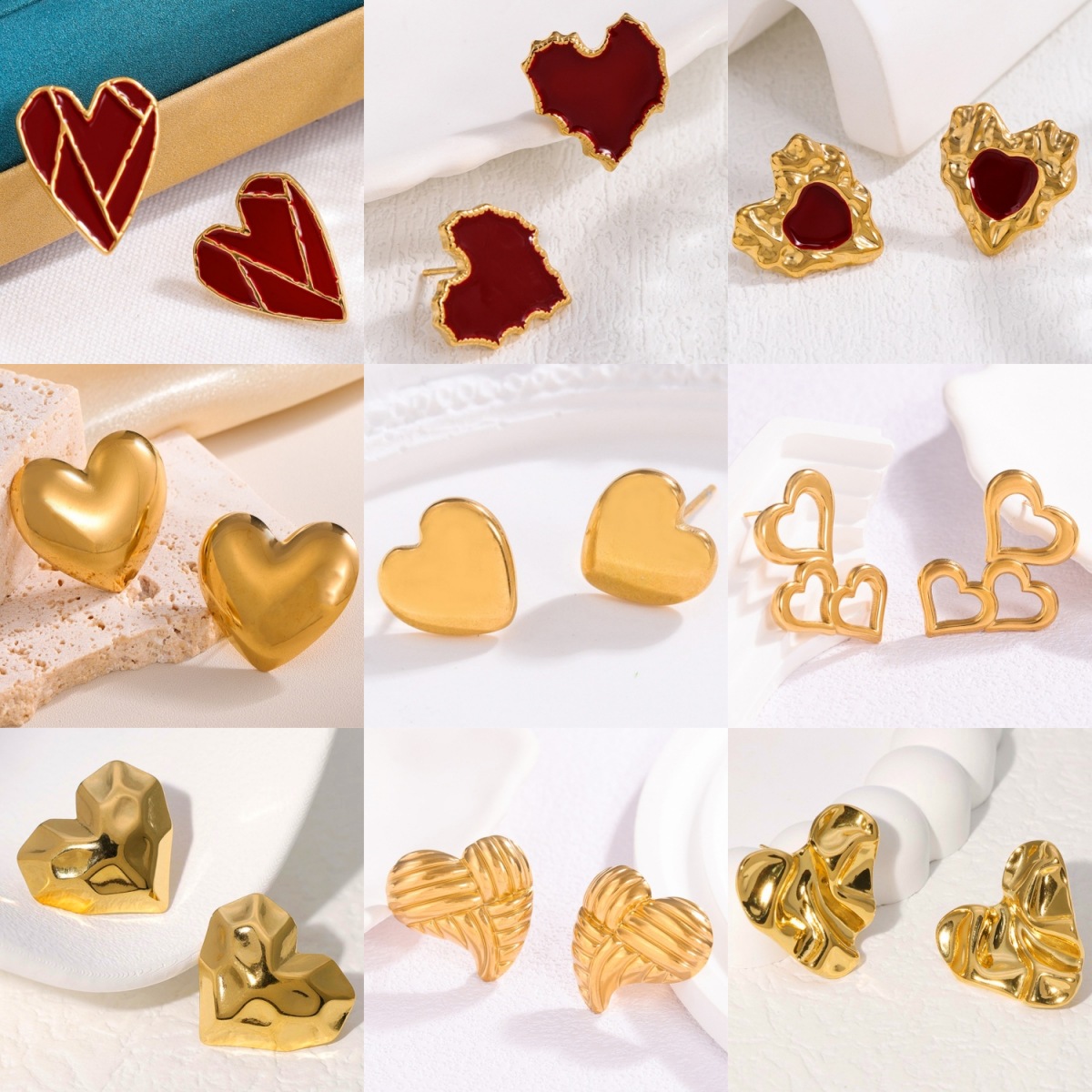"Love Titanium Steel ear studs, a cross-border bestseller for women, minimalist, light luxury, anti-allergy, and high-end European and American ins style earrings wholesale. full figure