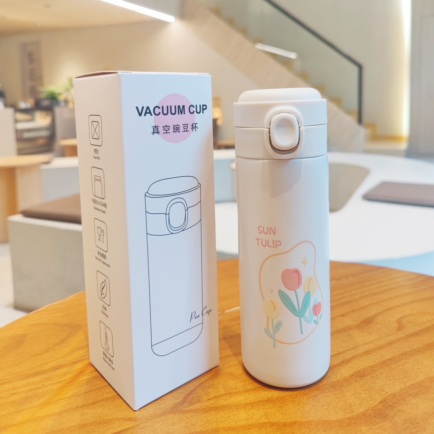 Wholesale of high-appearance-level tulip insulated cups for direct drinking, girls' water cups, student portable spring lid stainless steel ins cups Application Scenario