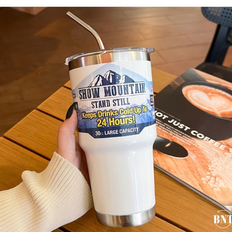Bingba insulated cup, straw cup, high appearance level, fashionable and simple, summer ice cube cooling, portable car, large capacity water cup Specification drawing
