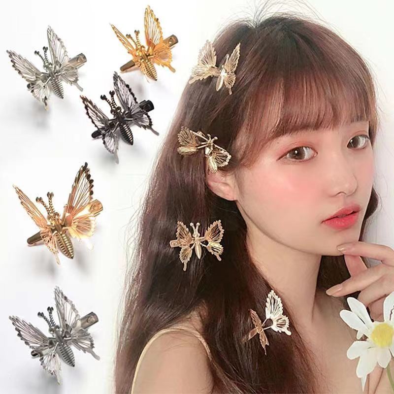 Super ethereal and dynamic simulation butterfly hair clip, tassel, popular edge clip, simple hair, C-card, nostalgic bangs clip, Korean hair details Picture