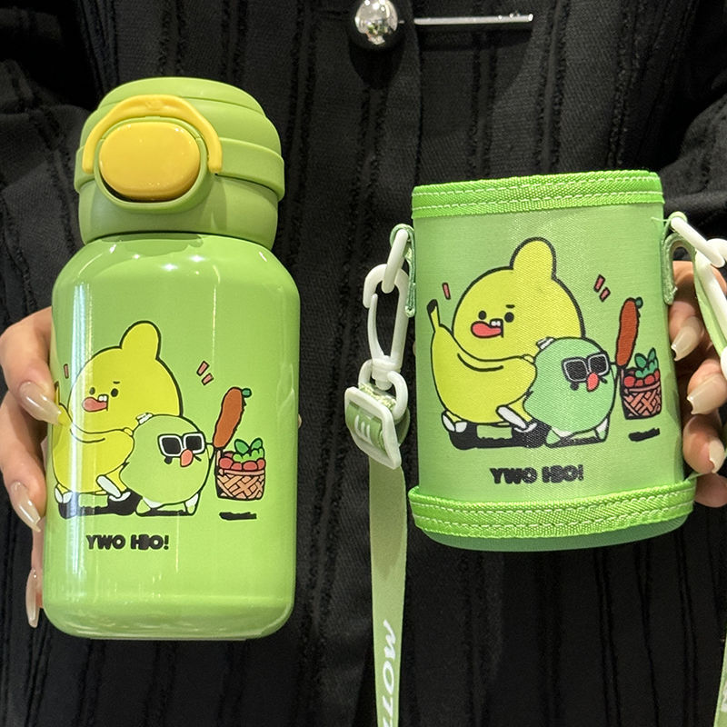 New type of insulated cup for girls, high appearance level, cute animal straw, stainless steel portable universal water cup with straw Application Scenario