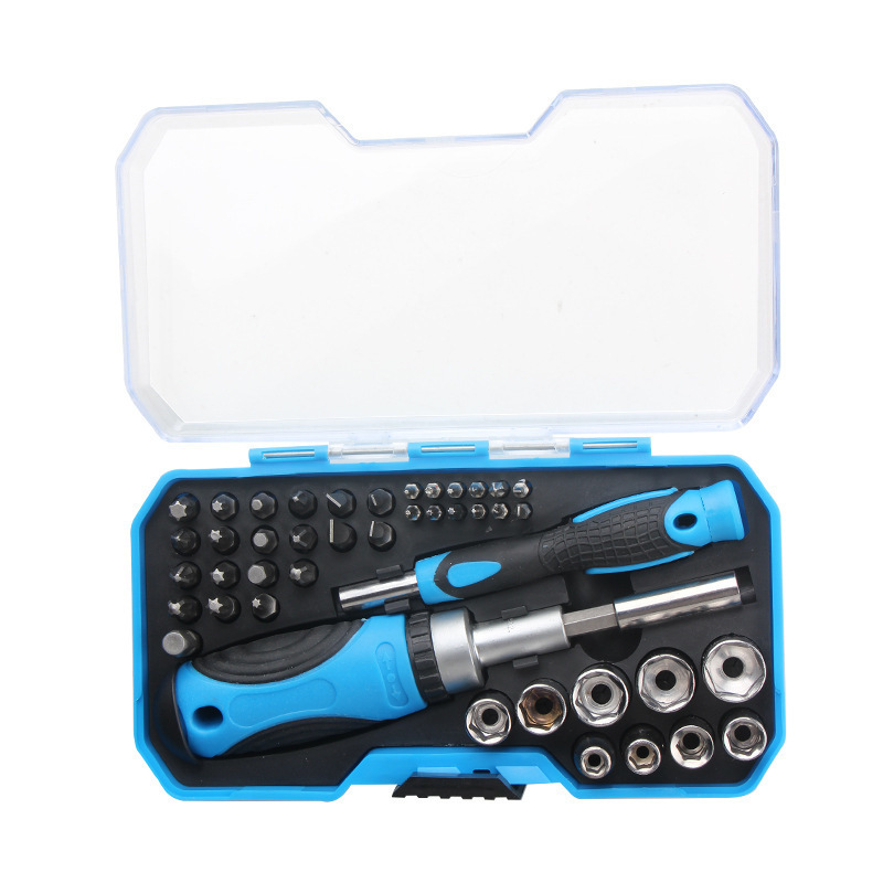 Multi-functional ratchet screwdriver tip socket set, one-head cross hexagonal hexagonal household portable maintenance tool Item Picture