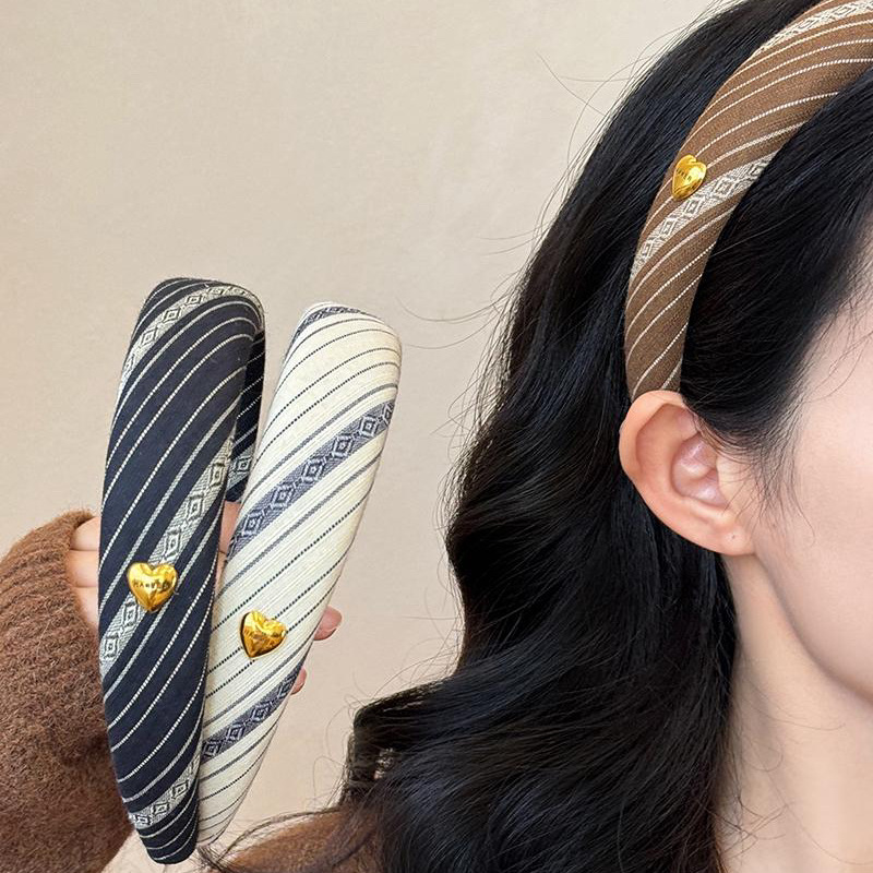 Korean-style fashionable striped color-blocking hair band for women's niche Instagram ~ Versatile hair accessory for pressing, breaking hair and high top of the head in 2024 full figure